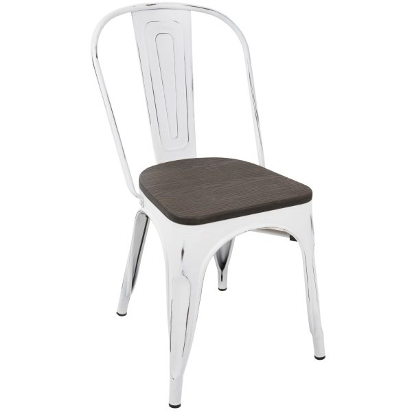 Oregon Vintage White Espresso Industrial Farmhouse Dining Chairs Set of 2 3