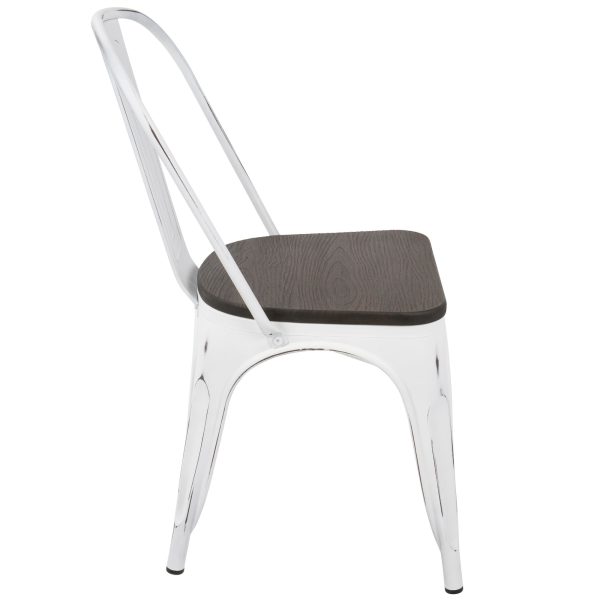 Oregon Vintage White Espresso Industrial Farmhouse Dining Chairs Set of 2 4
