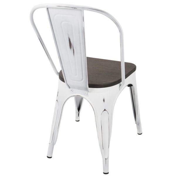 Oregon Vintage White Espresso Industrial Farmhouse Dining Chairs Set of 2 5