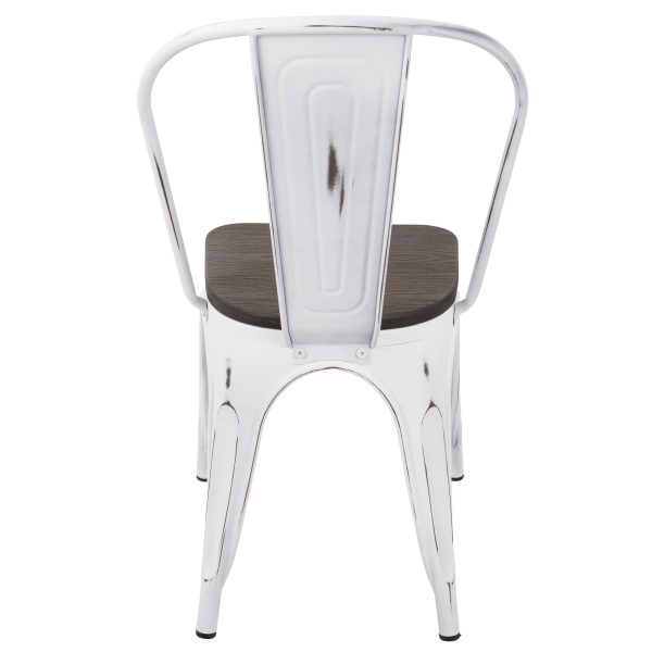 Oregon Vintage White Espresso Industrial Farmhouse Dining Chairs Set of 2 6
