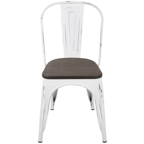 Oregon Vintage White Espresso Industrial Farmhouse Dining Chairs Set of 2 7