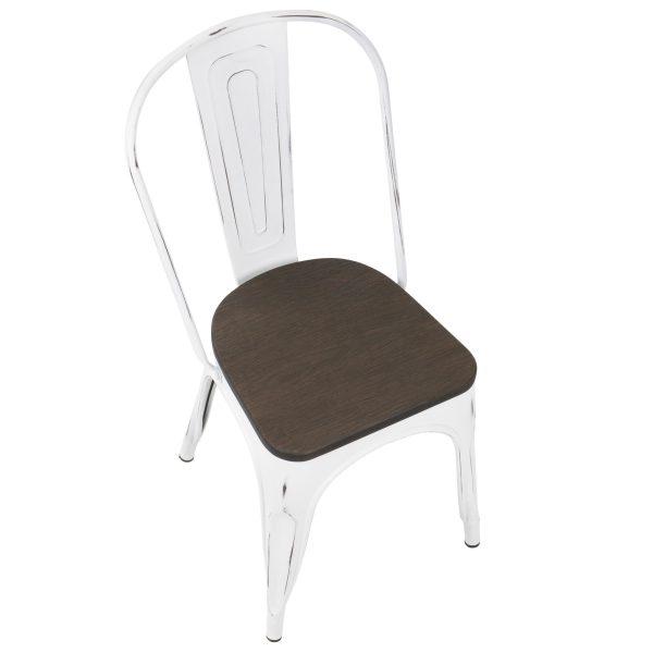 Oregon Vintage White Espresso Industrial Farmhouse Dining Chairs Set of 2 8