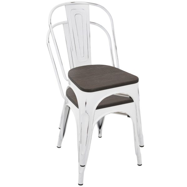 Oregon Vintage White Espresso Industrial Farmhouse Dining Chairs Set of 2 9