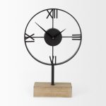 Oris Black Metal/Wood Open Frame Table Clock