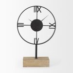 Oris Black Metal/Wood Open Frame Table Clock