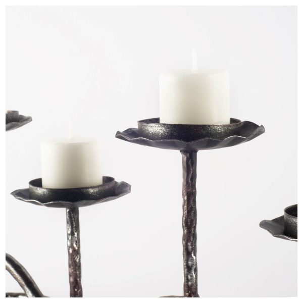 Orville Black Metal Pipe Five Tealight Table Candle Holder 2
