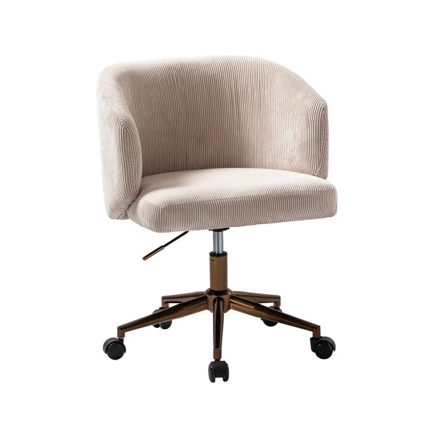 Ottaviano Beige Corduroy Ergonomic Mid Century Modern Swivel Office Chair 1