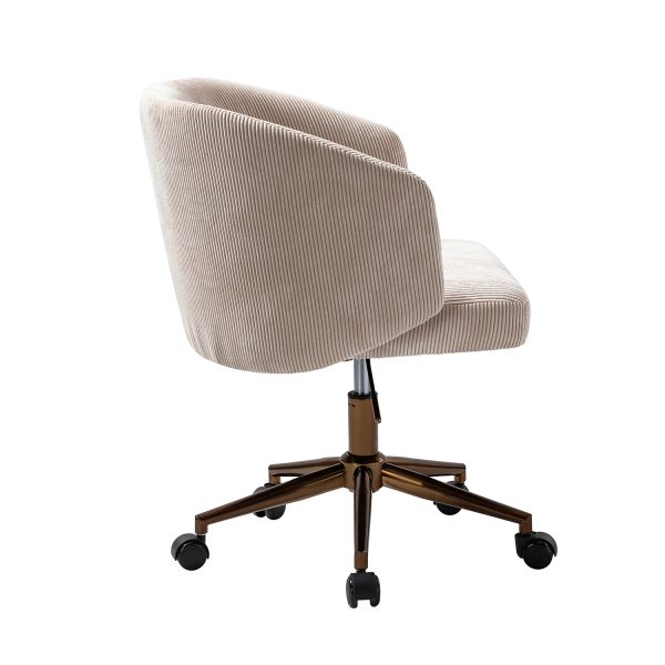 Ottaviano Beige Corduroy Ergonomic Mid Century Modern Swivel Office Chair 2