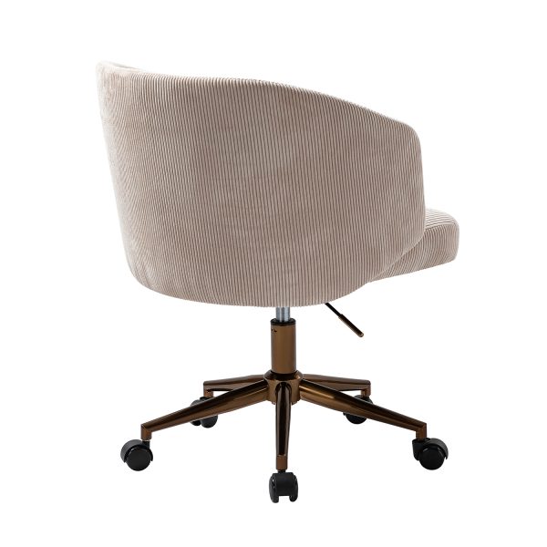 Ottaviano Beige Corduroy Ergonomic Mid Century Modern Swivel Office Chair 3