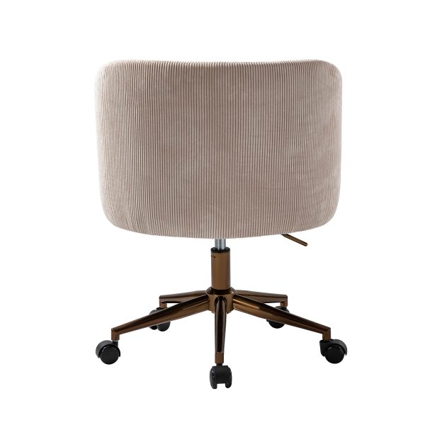 Ottaviano Beige Corduroy Ergonomic Mid Century Modern Swivel Office Chair 4