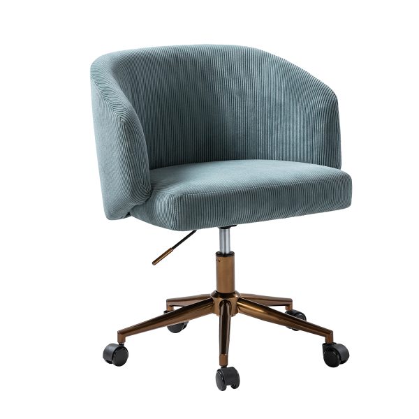Ottaviano Blue Corduroy Ergonomic Mid Century Modern Swivel Office Chair 1
