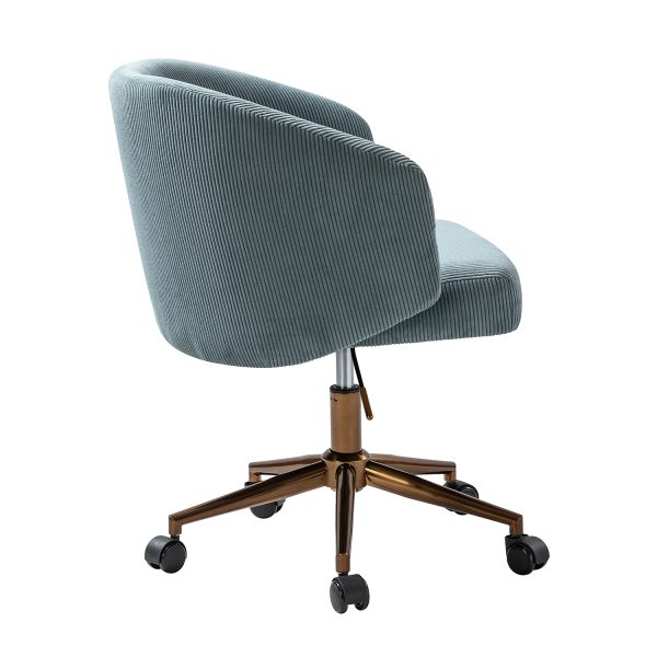 Ottaviano Blue Corduroy Ergonomic Mid Century Modern Swivel Office Chair 2