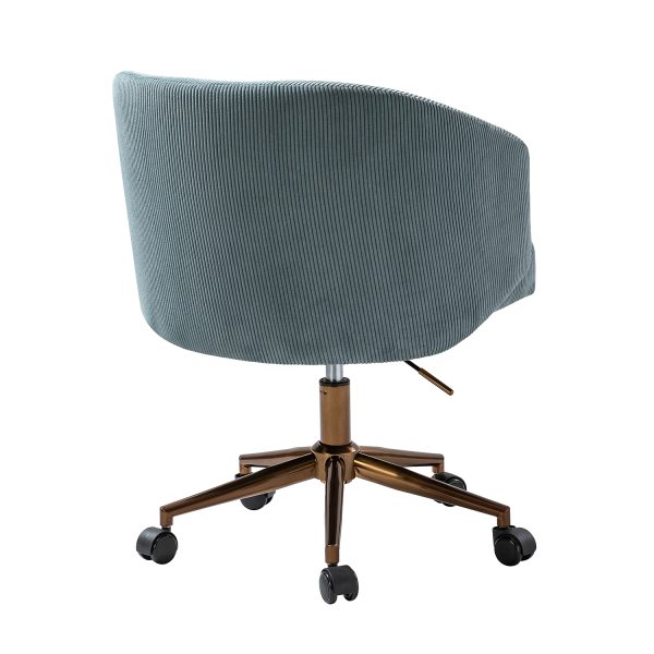 Ottaviano Blue Corduroy Ergonomic Mid Century Modern Swivel Office Chair 3