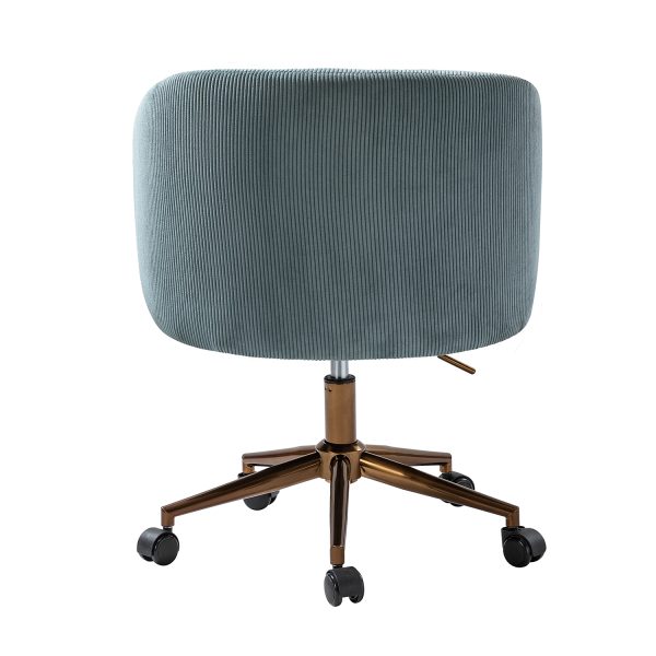 Ottaviano Blue Corduroy Ergonomic Mid Century Modern Swivel Office Chair 4