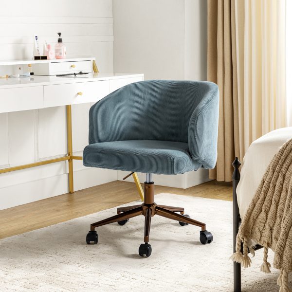 Ottaviano Blue Corduroy Ergonomic Mid Century Modern Swivel Office Chair