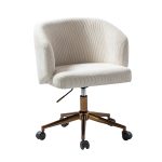 Ottaviano Ivory Corduroy Ergonomic Mid-Century Modern Swivel Office Chair