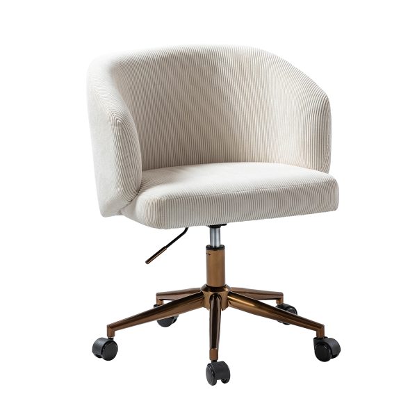 Ottaviano Ivory Corduroy Ergonomic Mid Century Modern Swivel Office Chair 1