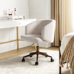 Ottaviano Ivory Corduroy Ergonomic Mid-Century Modern Swivel Office Chair
