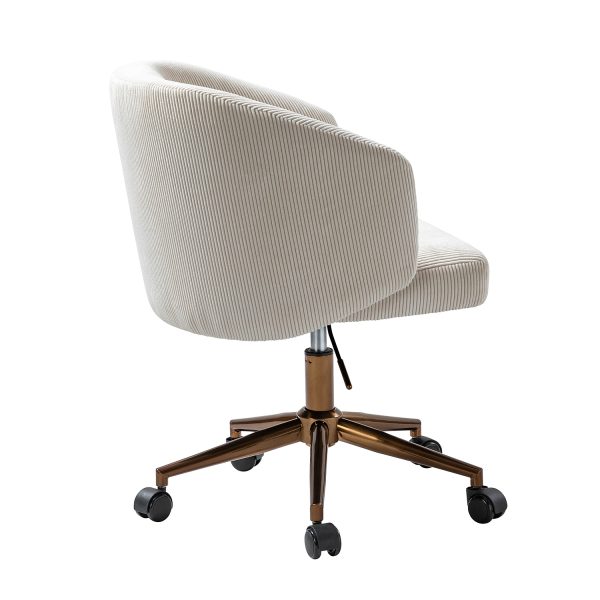 Ottaviano Ivory Corduroy Ergonomic Mid Century Modern Swivel Office Chair 2