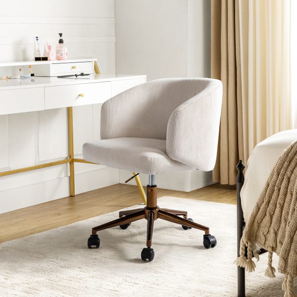 Ottaviano Ivory Corduroy Ergonomic Mid Century Modern Swivel Office Chair