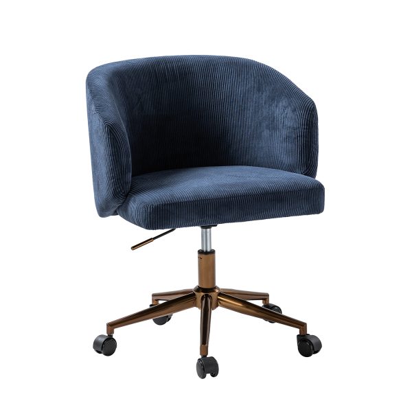 Ottaviano Navy Corduroy Mid Century Modern Ergonomic Swivel Office Chair 1