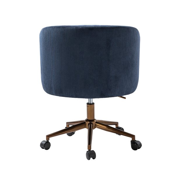Ottaviano Navy Corduroy Mid Century Modern Ergonomic Swivel Office Chair 4