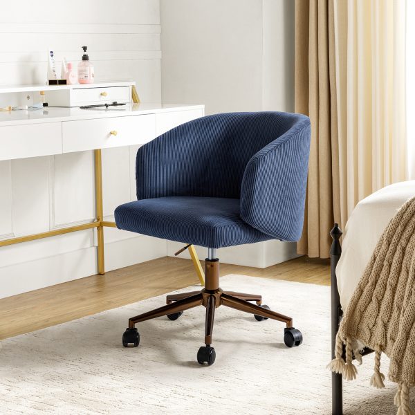 Ottaviano Navy Corduroy Mid Century Modern Ergonomic Swivel Office Chair