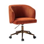 Ottaviano Rust Corduroy Mid-Century Modern Ergonomic Swivel Office Chair