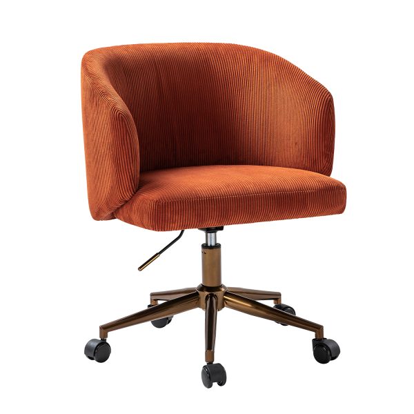 Ottaviano Rust Corduroy Mid Century Modern Ergonomic Swivel Office Chair 1