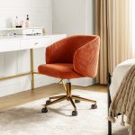 Ottaviano Rust Corduroy Mid-Century Modern Ergonomic Swivel Office Chair