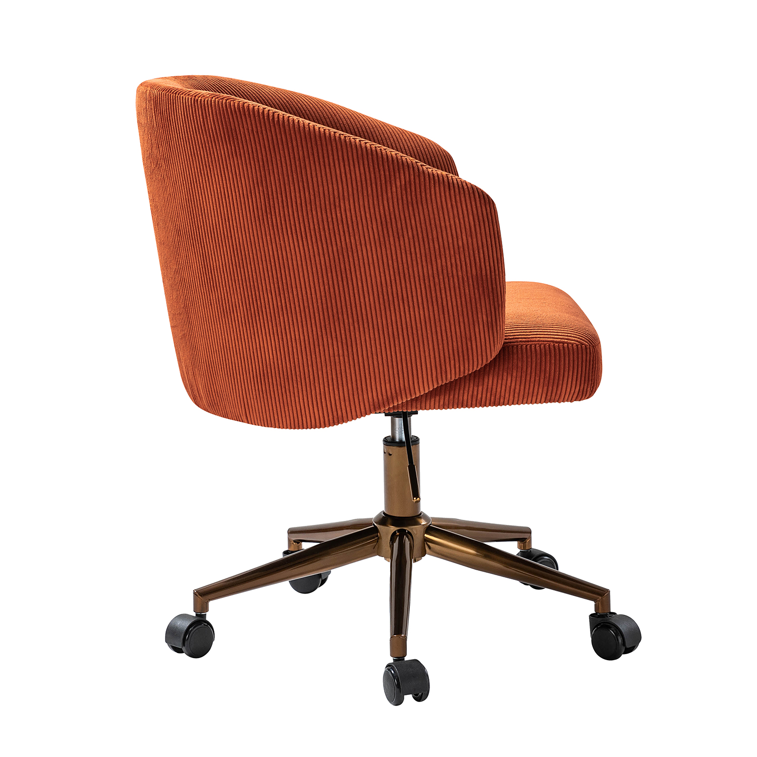 Ottaviano Rust Corduroy Mid-Century Modern Ergonomic Swivel Office Chair 3 Ottaviano Rust Corduroy Mid-Century Modern Ergonomic Swivel Office Chair - Image 3