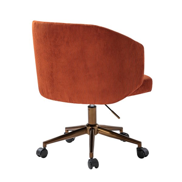 Ottaviano Rust Corduroy Mid Century Modern Ergonomic Swivel Office Chair 3
