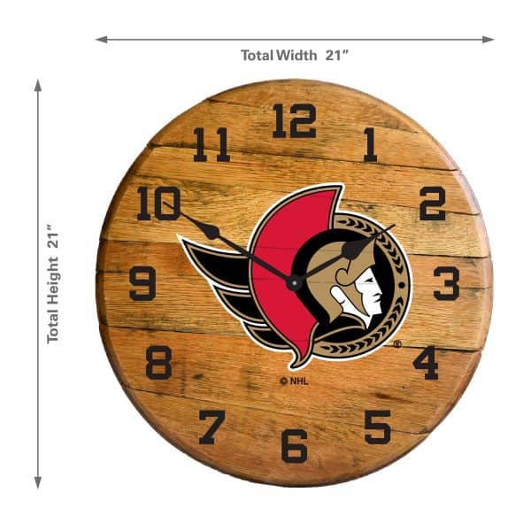 Ottawa Senators Oak Barrel Clock 2