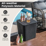 Outdoor Resin Storage End Table with Removable Lid and Wicker