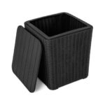 Outdoor Resin Storage End Table with Removable Lid and Wicker