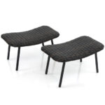 Outdoor Wicker Ottomans with Metal Legs for Patio (Set of 2) 10 Outdoor Wicker Ottomans with Metal Legs for Patio (Set of 2)