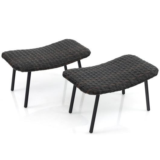 Outdoor Wicker Ottomans with Metal Legs for Patio (Set of 2) 3 Outdoor Wicker Ottomans with Metal Legs for Patio (Set of 2) - Image 3