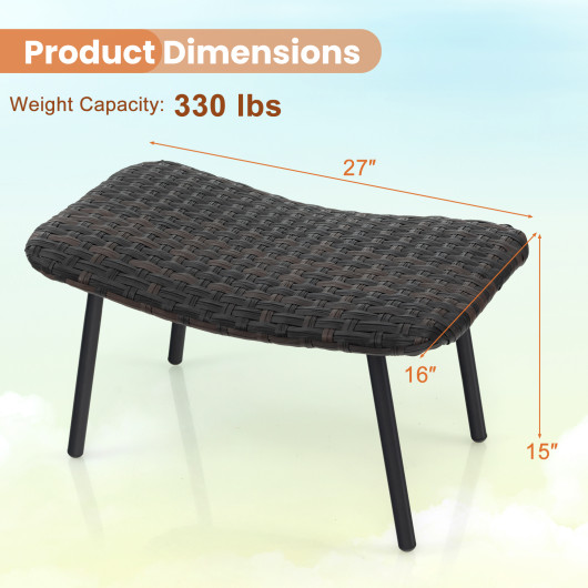 Outdoor Wicker Ottomans with Metal Legs for Patio (Set of 2) 4 Outdoor Wicker Ottomans with Metal Legs for Patio (Set of 2) - Image 4