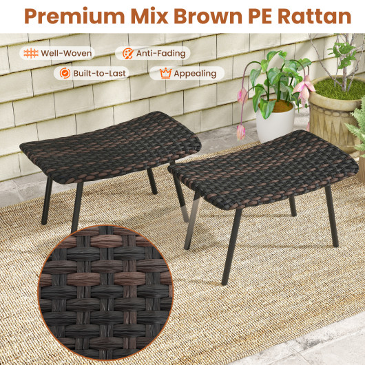 Outdoor Wicker Ottomans with Metal Legs for Patio (Set of 2) 7 Outdoor Wicker Ottomans with Metal Legs for Patio (Set of 2) - Image 7
