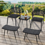 Outdoor Wicker Ottomans with Metal Legs for Patio (Set of 2) 12 Outdoor Wicker Ottomans with Metal Legs for Patio (Set of 2)