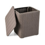 Outdoor Resin Storage End Table with Removable Lid and Wicker