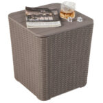 Outdoor Resin Storage End Table with Removable Lid and Wicker