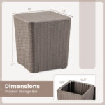 Outdoor Resin Storage End Table with Removable Lid and Wicker