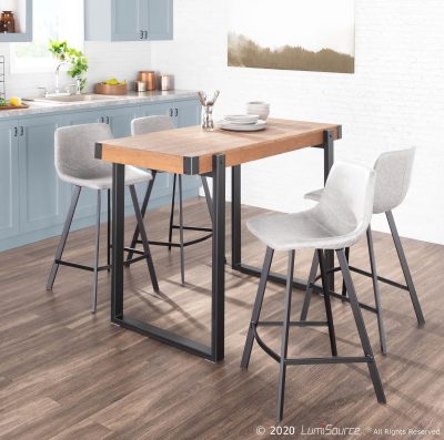 Outlaw Industrial Grey Faux Leather Black Metal Counter Stools (Set of 2)