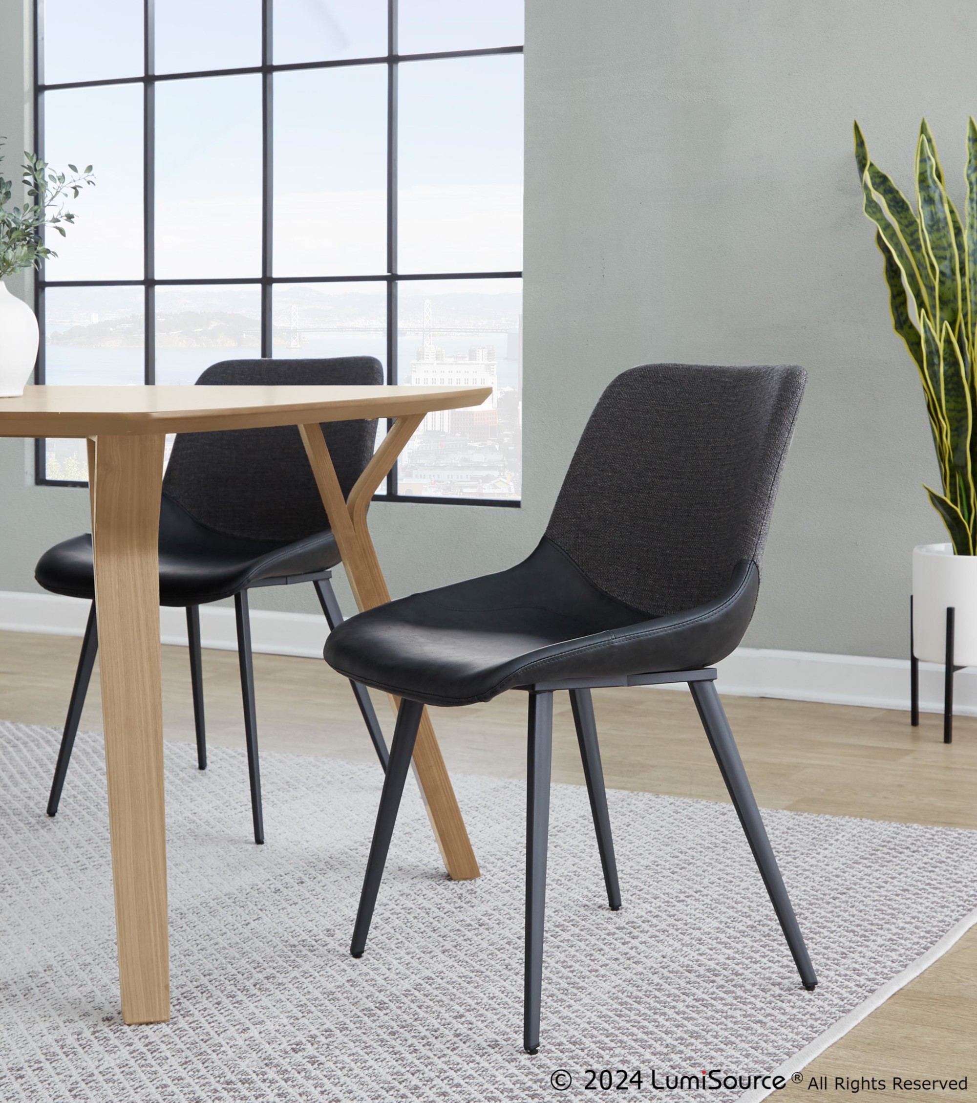 Outlaw Two-Tone Industrial Black and Grey Dining Chairs (Set of 2) 3 Outlaw Two-Tone Industrial Black and Grey Dining Chairs (Set of 2) - Image 3