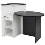 Oval Reception Desk with Adjustable Shelf and Lockable Drawer 46 Oval Reception Desk with Adjustable Shelf and Lockable Drawer