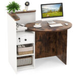 Oval Reception Desk with Adjustable Shelf and Lockable Drawer 52 Oval Reception Desk with Adjustable Shelf and Lockable Drawer