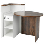 Oval Reception Desk with Adjustable Shelf and Lockable Drawer 53 Oval Reception Desk with Adjustable Shelf and Lockable Drawer