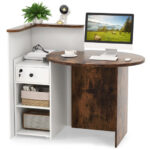Oval Reception Desk with Adjustable Shelf and Lockable Drawer 56 Oval Reception Desk with Adjustable Shelf and Lockable Drawer