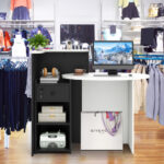 Oval Reception Desk with Adjustable Shelf and Lockable Drawer 62 Oval Reception Desk with Adjustable Shelf and Lockable Drawer